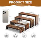 8 Pcs Wood Cupcake Stands for Party,2-Set Stackable Display Risers in Brown, alternate view 3