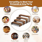 8 Pcs Wood Cupcake Stands for Party,2-Set Stackable Display Risers in Brown, alternate view 6