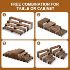 8 Pcs Wood Cupcake Stands for Party,2-Set Stackable Display Risers in Brown, alternate view 7
