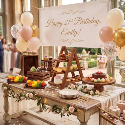 8 Pcs Wood Dessert Table Display Set, Cake and Cupcake Stand Set in natural wood color, alternate view 2