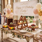 8 Pcs Wood Dessert Table Display Set, Cake and Cupcake Stand Set in natural wood color, alternate view 2