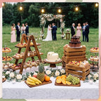 8 Pcs Wood Dessert Table Display Set, Cake and Cupcake Stand Set in natural wood color, alternate view 6