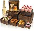 8 Pcs Wooden Buffet Risers Display Stands, 8 Sizes for Wedding Party Supply in Vintage