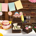8 Pcs Wooden Buffet Risers Display Stands, 8 Sizes for Wedding Party Supply in Vintage, alternate view 7