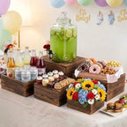 8 PCS Wooden Buffet Risers, Nesting Rustic Wood Display Stands, Multi-Size Dessert Table Display Set for, alternate view 2