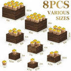 8 PCS Wooden Buffet Risers, Nesting Rustic Wood Display Stands, Multi-Size Dessert Table Display Set for, alternate view 3