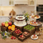 8 PCS Wooden Buffet Risers, Nesting Rustic Wood Display Stands, Multi-Size Dessert Table Display Set for, alternate view 6