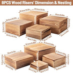 8 PCS Wooden Buffet Risers, Ruistic Food Risers for Buffet Table, Cupcake Dessert Display Stand, Catering, alternate view 3