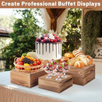 8 PCS Wooden Buffet Risers, Ruistic Food Risers for Buffet Table, Cupcake Dessert Display Stand, Catering, alternate view 4