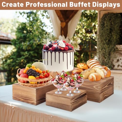 8 PCS Wooden Buffet Risers, Ruistic Food Risers for Buffet Table, Cupcake Dessert Display Stand, Catering, alternate view 4