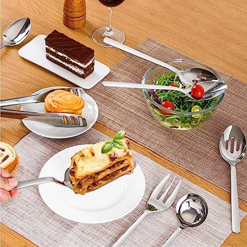 8 piece Large Hostess Serving Utensils Set,18/10 Stainless Steel in Silver, alternate view 2
