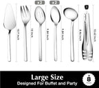 8 piece Large Hostess Serving Utensils Set,18/10 Stainless Steel in Silver, alternate view 3
