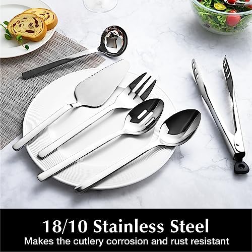 8 piece Large Hostess Serving Utensils Set,18/10 Stainless Steel in Silver, alternate view 4