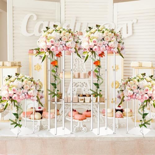 8 Pieces Acrylic Wedding Centerpieces Flower Stand, 12 Inch in Transparent, alternate view 6