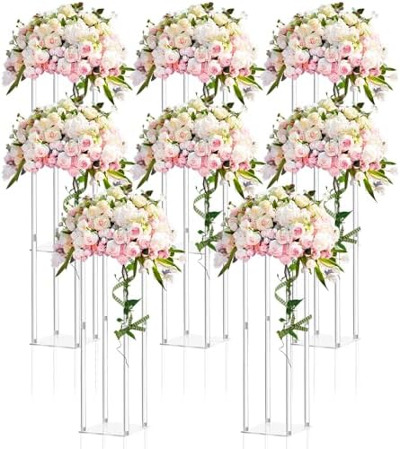 8 Pieces Acrylic Wedding Centerpieces Flower Stand, 20 Inch in 28 Inch in Clear