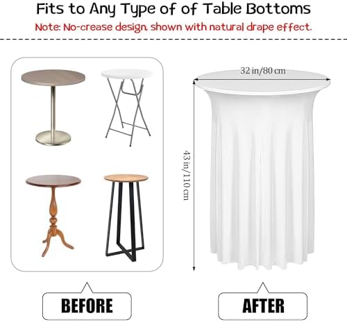 8 Pieces Cocktail Table Skirt Round Cocktail Table Covers 32 x 43 Inch Spandex Stretch High Top Table Cloth for, alternate