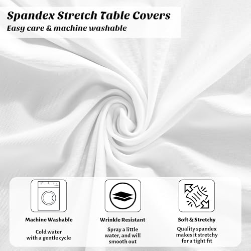 8 Pieces Cocktail Table Skirt Round Cocktail Table Covers 32 x 43 Inch Spandex Stretch High Top Table Cloth for, alternate