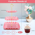 8 Pieces Cupcake Stand Set, Dessert Tower Tray for Tea Party in Pink, alternate view 3