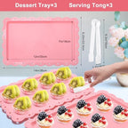 8 Pieces Cupcake Stand Set, Dessert Tower Tray for Tea Party in Pink, alternate view 4