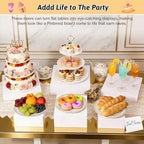 8 Pieces Large Buffet Risers with Label Stands, Serving Tong and Markers for Party, Display Stands for Jewelry, alternate