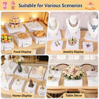 8 Pieces Large Buffet Risers with Label Stands, Serving Tong and Markers for Party, Display Stands for Jewelry, alternate
