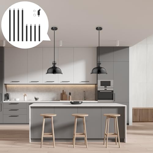 8 Pieces M10 Threaded Extension Poles Lighting Fixture Downrods Stems & 180 Degrees Sloped Ceiling Adapter Kits, alternate
