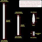 8 Pieces M10 Threaded Extension Poles Lighting Fixture Downrods Stems & 180 Degrees Sloped Ceiling Adapter Kits, alternate