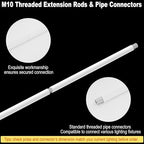 8 Pieces M10 Threaded Extension Poles Lighting Fixture Downrods Stems & 180 Degrees Sloped Ceiling Adapter Kits, alternate