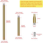 8 Pieces M10 Threaded Extension Poles Lighting Fixture Downrods Stems & 180 Degrees Sloped Ceiling Adapter Kits, alternate