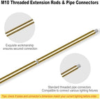 8 Pieces M10 Threaded Extension Poles Lighting Fixture Downrods Stems & 180 Degrees Sloped Ceiling Adapter Kits, alternate