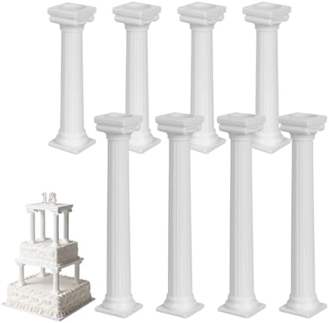 8 Pieces Roman Pillar Cake Stand Separators, Plastic Tiered Support Pillars for Wedding Decoration, DIY Stacking