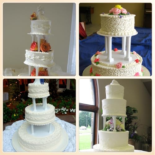 8 Pieces Roman Pillar Cake Stand Separators, Plastic Tiered Support Pillars for Wedding Decoration, DIY Stacking, alternate