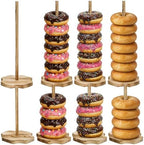 8 Pieces Wood Donut Stand, Bagel Stand Holder Display for Dessert Table, Detachable Rustic Donut Sticks Display
