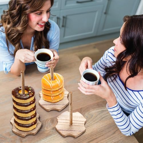 8 Pieces Wood Donut Stand, Bagel Stand Holder Display for Dessert Table, Detachable Rustic Donut Sticks Display, alternate