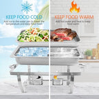 8 Qt 4 Pack Full Size Stainless Steel Chafing Dishes Buffet Set, Silver in Silver, alternate view 4