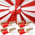 8 Rolls 100FT x 54IN Circus Plastic Tablecloth Roll with Slide Cutter Box in White, red