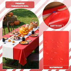 8 Rolls 100FT x 54IN Circus Plastic Tablecloth Roll with Slide Cutter Box in White, red, alternate view 5