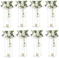 8 Set Acrylic Vases for Wedding Centerpieces with LED Candles in White