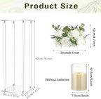 8 Set Acrylic Vases for Wedding Centerpieces with LED Candles in White, alternate view 3