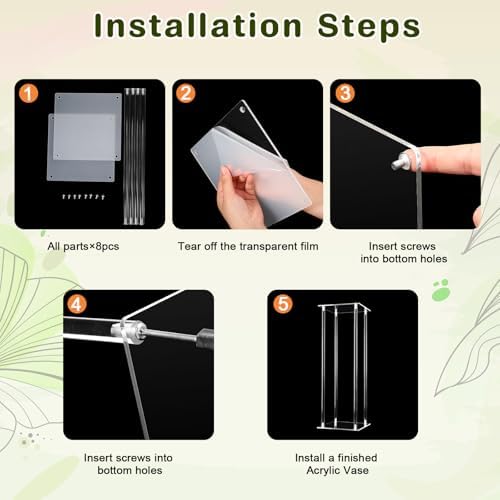 8 Set Acrylic Vases for Wedding Centerpieces with LED Candles in White, alternate view 4