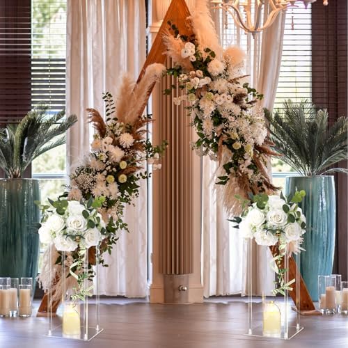 8 Set Acrylic Vases for Wedding Centerpieces with LED Candles in White, alternate view 6