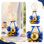 8 Set Blue Gold Balloon Centerpieces for Table, Balloons Stand Kit with Base Tulle for Wedding Birthday Grad, alternate view