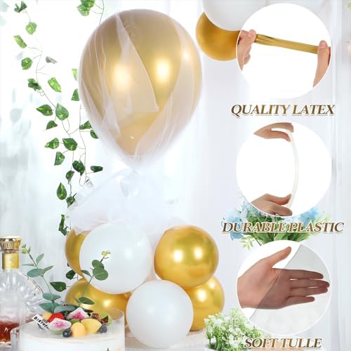 8 Set Gold and White Table Centerpieces Balloons Stand Kit, 27.6in in 8 Count (Pack of 1) in Gold and White, alternate view 5