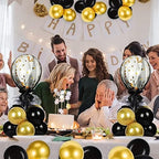 8 Set Gold Black Table Centerpieces Balloons Stand Kit in 5 inches, 12 inches in Black, Gold, alternate view 2