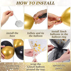 8 Set Gold Black Table Centerpieces Balloons Stand Kit in 5 inches, 12 inches in Black, Gold, alternate view 4