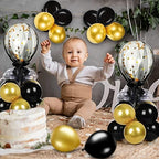 8 Set Gold Black Table Centerpieces Balloons Stand Kit in 5 inches, 12 inches in Black, Gold, alternate view 5