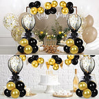8 Set Gold Black Table Centerpieces Balloons Stand Kit in 5 inches, 12 inches in Black, Gold, alternate view 6