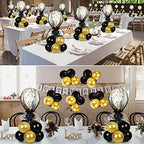 8 Set Gold Black Table Centerpieces Balloons Stand Kit in 5 inches, 12 inches in Black, Gold, alternate view 7