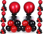 8 Set Table Centerpieces Balloons Stand Kit, Black and Pomegranate Red in 5-12 Inches in Black and Pomegranate