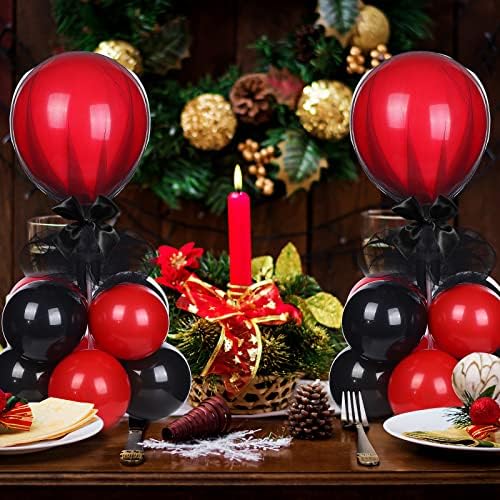 8 Set Table Centerpieces Balloons Stand Kit, Black and Pomegranate Red in 5-12 Inches in Black and Pomegranate, alternate